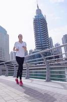 woman jogging at morning photo