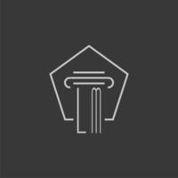 initial monogram LM with monoline pillar logo design vector