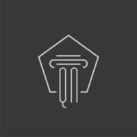 initial monogram QN with monoline pillar logo design vector