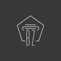initial monogram BZ with monoline pillar logo design vector