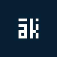 AK initial monogram logo with geometric style vector