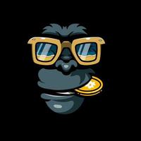 Illustration of rich Gorilla with cryptocurrency vector