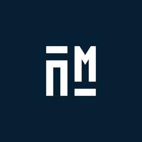 NM initial monogram logo with geometric style vector