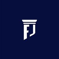 FJ initial monogram logo design for law firm vector