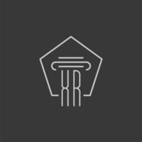 initial monogram XR with monoline pillar logo design vector