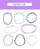 Highlight circles. Set of hand drawn scribbles for your designs. vector