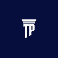 diseño de logotipo de monograma inicial tp para bufete de abogados vector