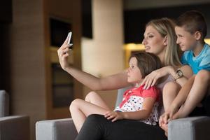 Family having fun at home photo