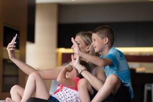 Family having fun at home photo