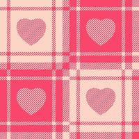 Pink Heart Shape Tartan Seamless Background vector