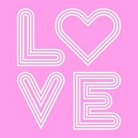 White Love Text Stripes Pink Background vector