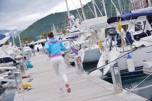 woman jogging in marina photo