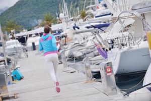 woman jogging in marina photo