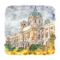 Vienna Austria Watercolor sketch hand drawn illustration vector