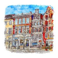 Luneburg Germany Watercolor sketch hand drawn illustration vector