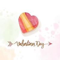 Delicious watercolor hand painted heart shaped red and yellow valentine cookies with buttercream frosting on light colorful background. Text Valentine's Day with arrows going through it vector