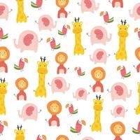 Animal seamless pattern cartoon cute vector