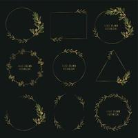 leaf line art with gold vector
