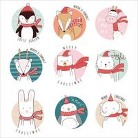 Christmas Animal cartoon charactor cute vector