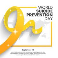 World suicide prevention day background with a gradient yellow ribbon vector