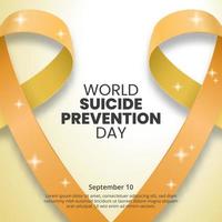 World suicide prevention day background with double gradient yellow ribbons vector