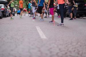 runners team on morning training photo