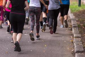 runners team on morning training photo