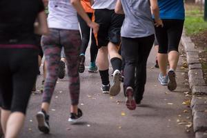 runners team on morning training photo