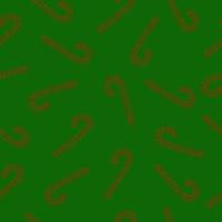 Seamless pattern of Christmas candy cane on a green background. Vector illustration drawn by hand