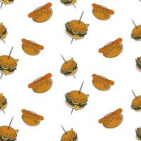 An endless pattern with elements of fast food on a transparent background. Lifestyle. Day of food vector