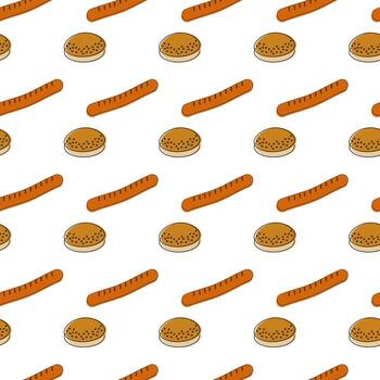 An endless pattern with elements of fast food on a transparent background. Lifestyle. Day of food vector