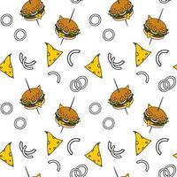 An endless pattern with elements of fast food on a transparent background. Lifestyle. Day of food vector