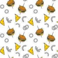 An endless pattern with elements of fast food on a transparent background. Lifestyle. Day of food vector