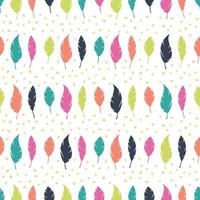 Boho feathers with dots hand drawn seamless pattern vector