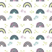 Seamless pattern with hand drawn boho rainbow vector