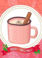 linda bebida de ponche de huevo con chocolate en polvo y tarjeta de felicitación navideña de canela. vector