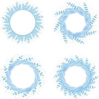 Set of silver Christmas frames New year decoration Snow branch fir in cartoon style. vector