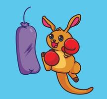 cute cartoon kangaroo boxing jump. isolated cartoon animal illustration vector