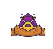 cute snail stand on wooden texture. animal flat cartoon style illustration icon premium vector logo mascot suitable for web design banner character