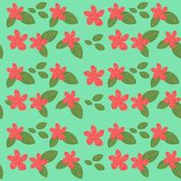 Seamless pattern of red plumeria alba vector. Fabric repeat pattern of red flower. Seamless fabric pattern vector