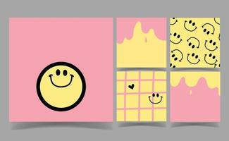 cute smile on pink and yellow background. memo template vector