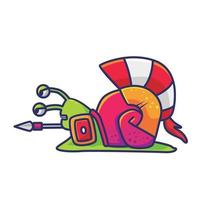 lindo caracol de dibujos animados espartano trae un casco de escudo fuerte. animal aislado estilo plano pegatina web diseño icono ilustración premium vector logo mascota personaje