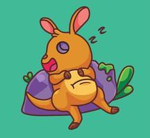 cute cartoon kangaroo sleeping. isolated cartoon animal illustration vector