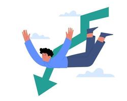 Businessman falling down with arrow down vector
