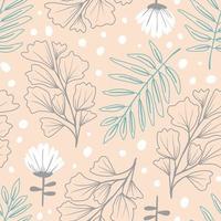 Abstract Floral seamless pattern in organic hand drawn boho style vector