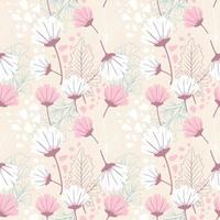 Abstract Floral seamless pattern in organic hand drawn boho style vector