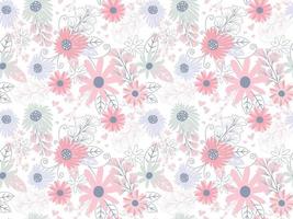 Abstract Floral seamless pattern in organic hand drawn boho style vector