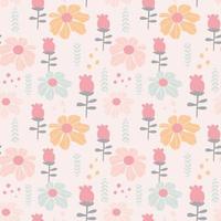 Abstract Floral seamless pattern in organic hand drawn boho style vector