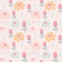 Abstract Floral seamless pattern in organic hand drawn boho style vector