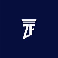 diseño de logotipo de monograma inicial zf para bufete de abogados vector